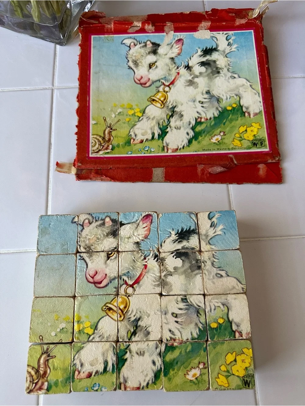 Vintage Kubus WF West German Animal Picture Cube Puzzle